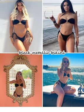 Zara Black Bikini with Gold Accent Strapless Set